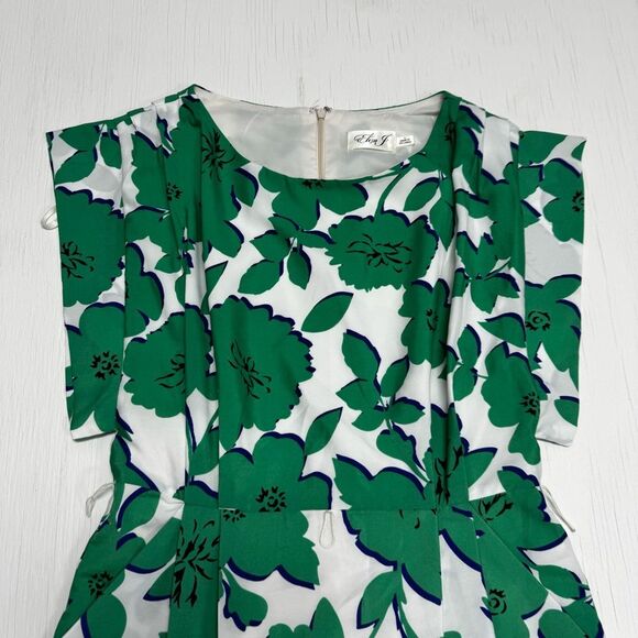 Eliza J Short Sleeve Floral Green Dress Size 4 - Picture 3 of 10